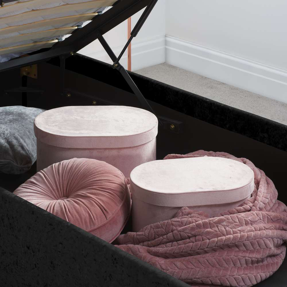 Berlin Single Black Crushed Velvet Ottoman Bed Image 6