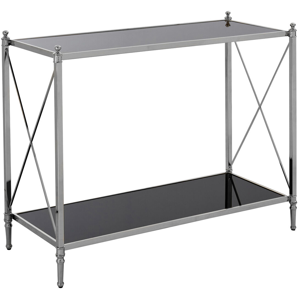 Premier Housewares Hoffmann Black and Nickel Finish Single Shelf Mirrored Glass Top Console Table Image 2