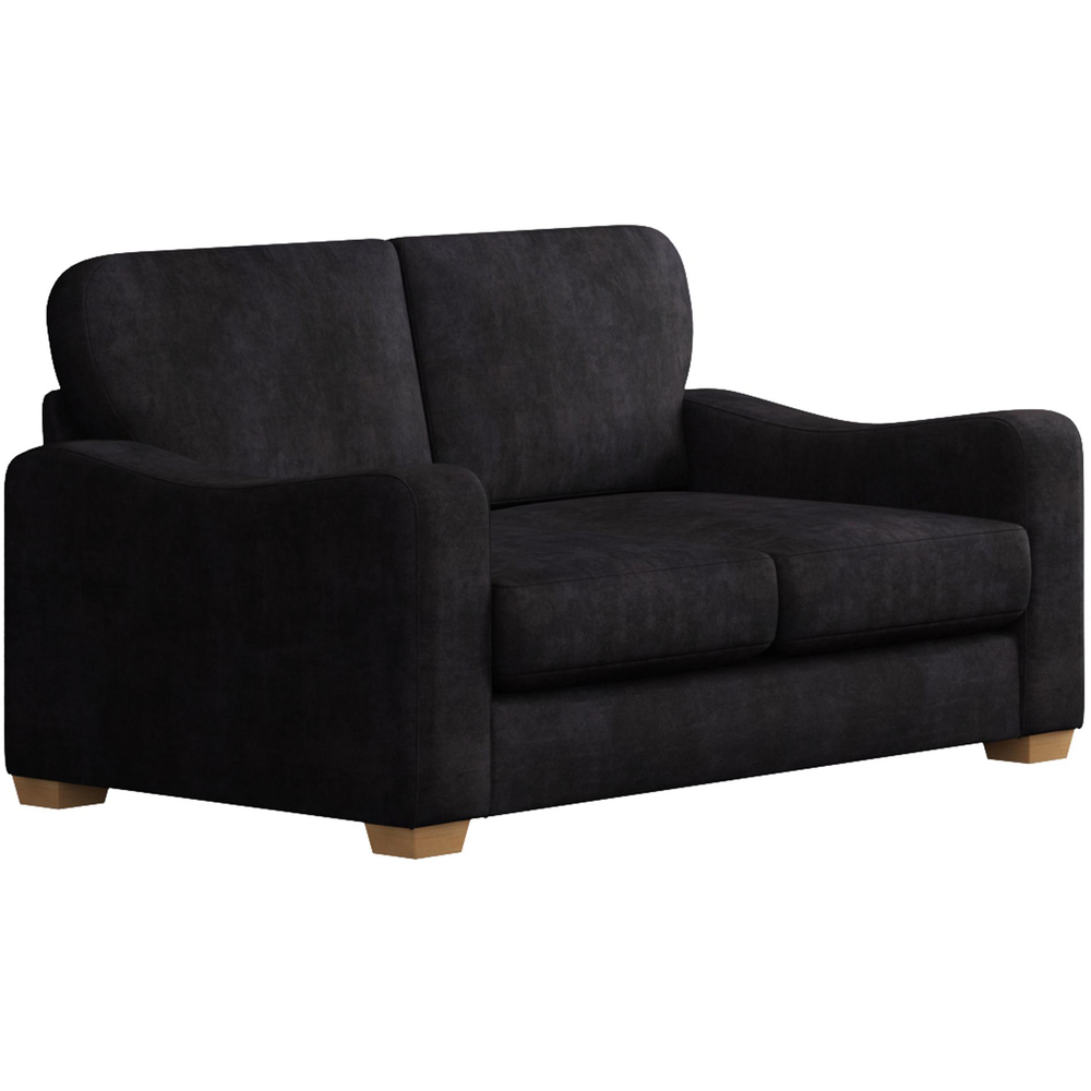 Theadford 2 Seater Ebony Plush Velvet Fixed Back Sofa Image 3