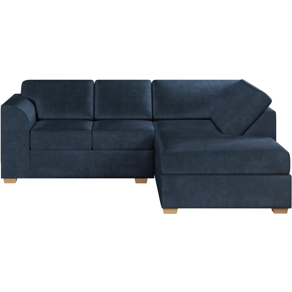 Modo 3 Seater Royal Blue Plush Velvet Right Hand Fixed Back L-Shape Corner Sofa Image 3