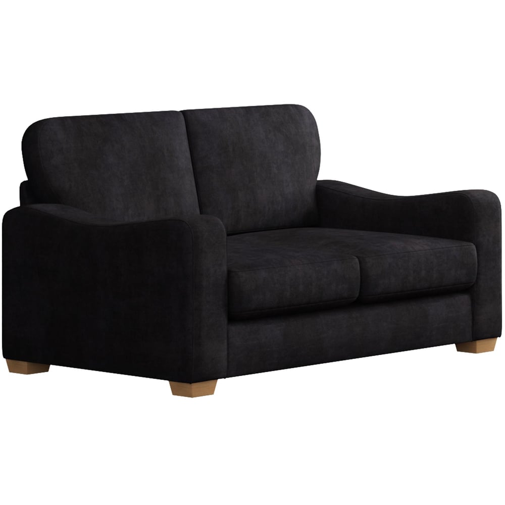 Theadford 5 Seater Ebony Plush Velvet Fixed Back Sofa Set Image 2