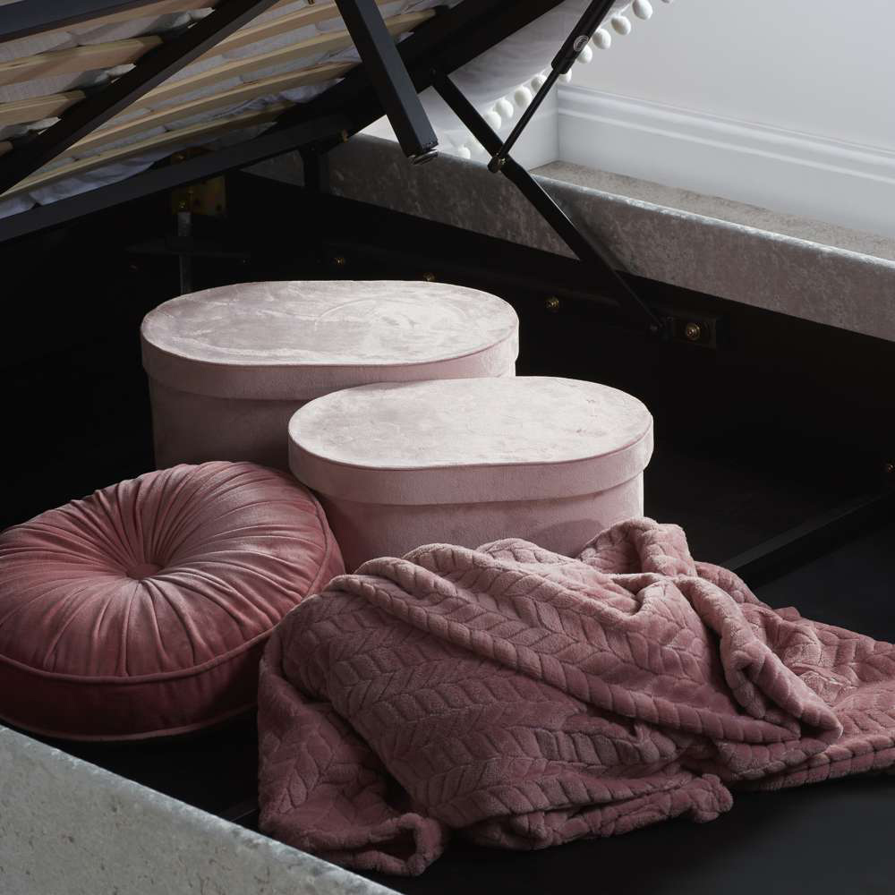 Berlin Double Steel Crushed Velvet Ottoman Bed Image 8