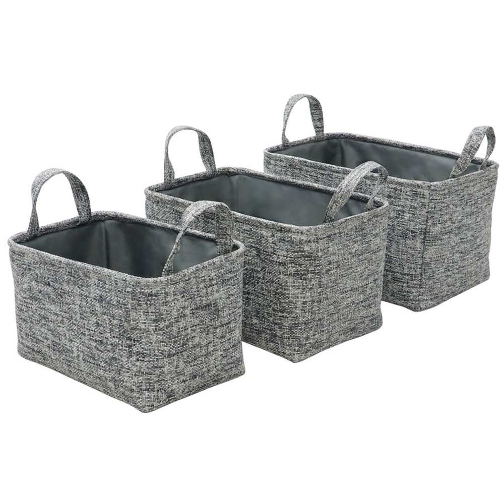 JVL Urban Set of 3 Rectangular Paper Storage Basket with Handles 3 Pack Image 3