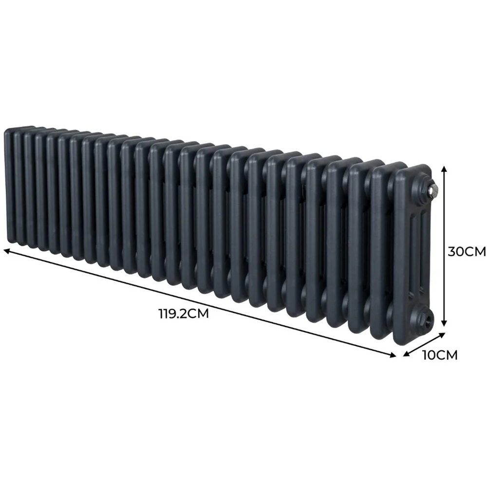 Monster Shop 3612 BTU Anthracite Grey Traditional 3 Column Radiator 300 x 1192mm Image 6