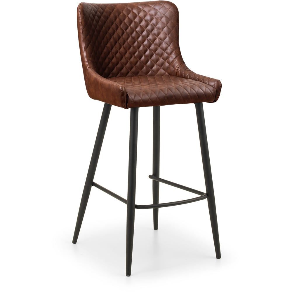 Julian Bowen Luxe Brown Faux Leather Bar Stool Image 2