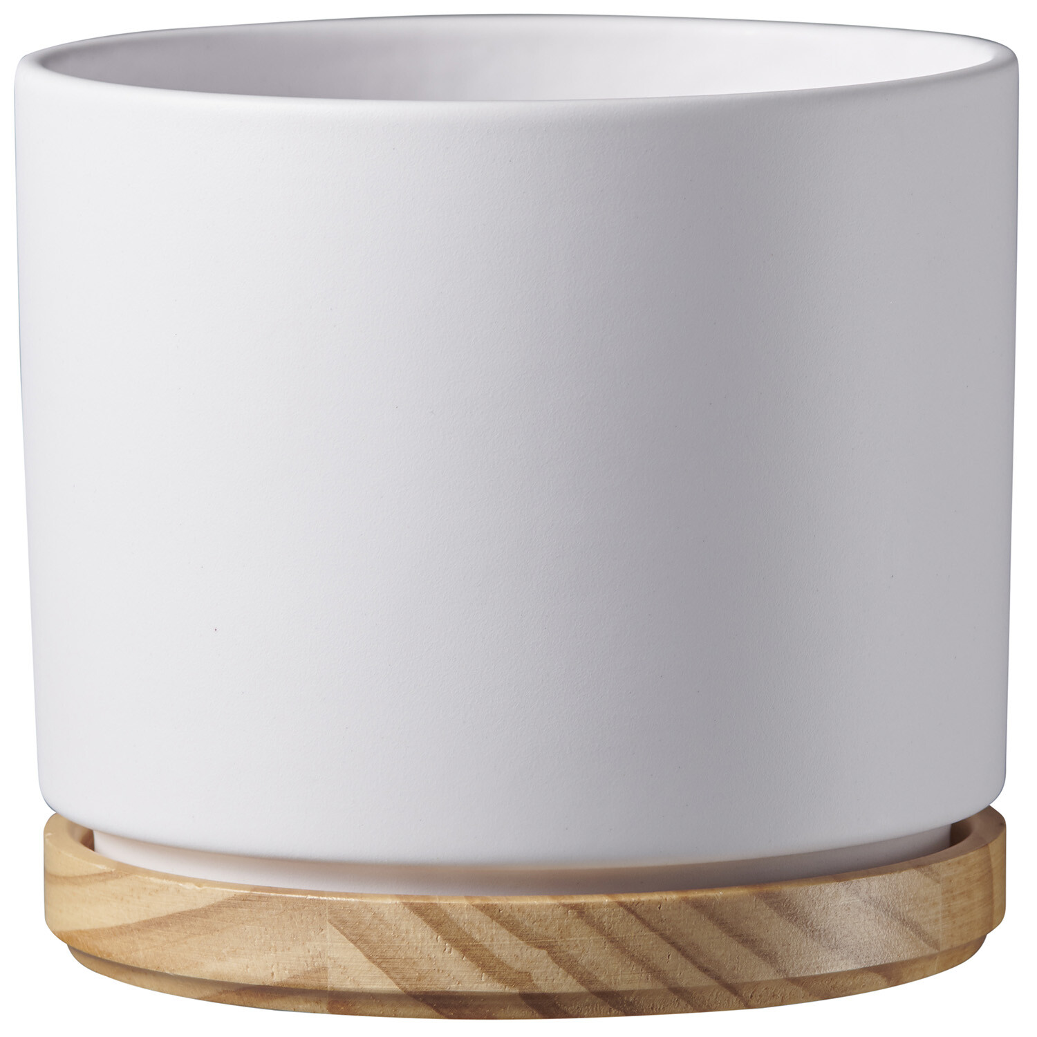 Soendgen Oslo Pot with Wood Base - White Image