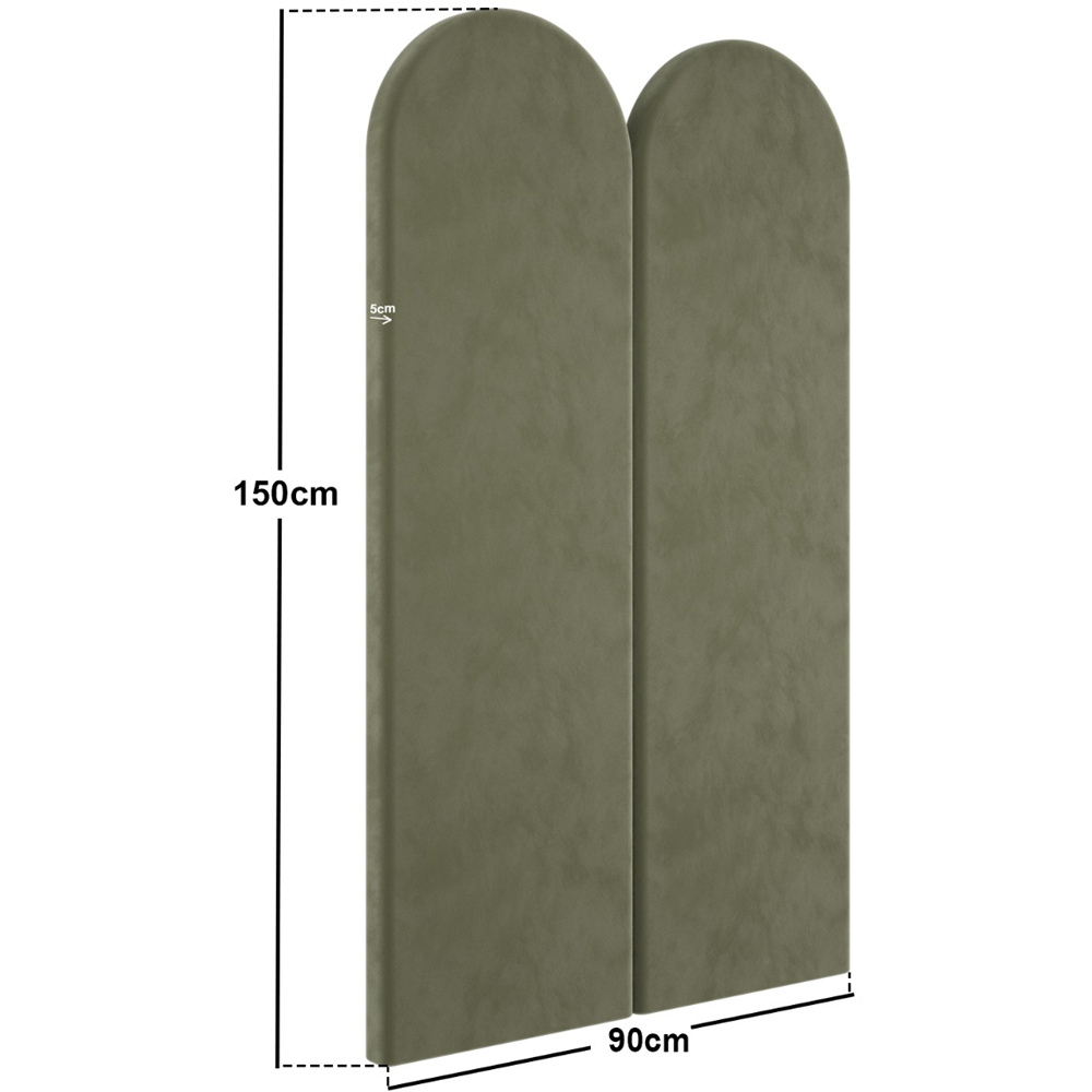Solace+Co Cirrus Khaki Green Velvet Headboard Panel 2 Pack Image 5