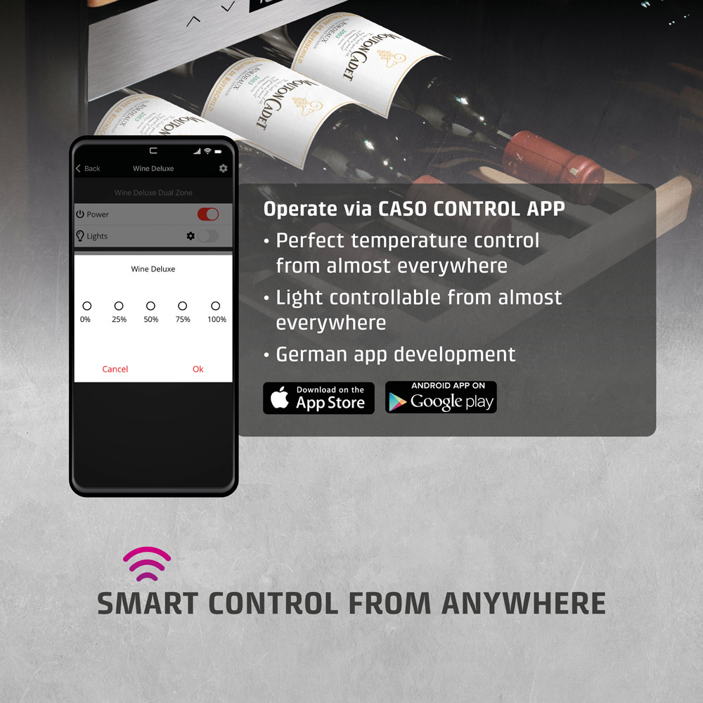 CASO Design WineExclusive 718 Black 24 Bottle Smart Wine Cooler Fridge Image 2