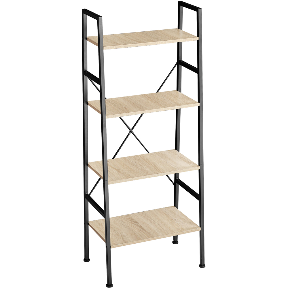 tectake Newcastle 4 Tier Light Wood Oak Sonoma Ladder Shelf Image 2