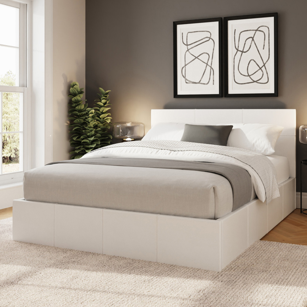 GFW King Size White End Lift Ottoman Bed Image 1