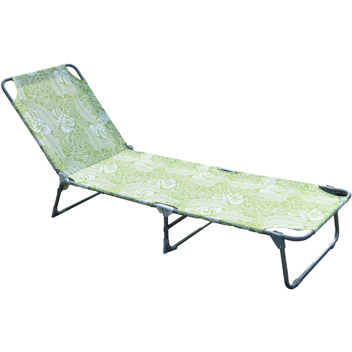 Tropical Leaf Sun Lounger - Green and White Image 6