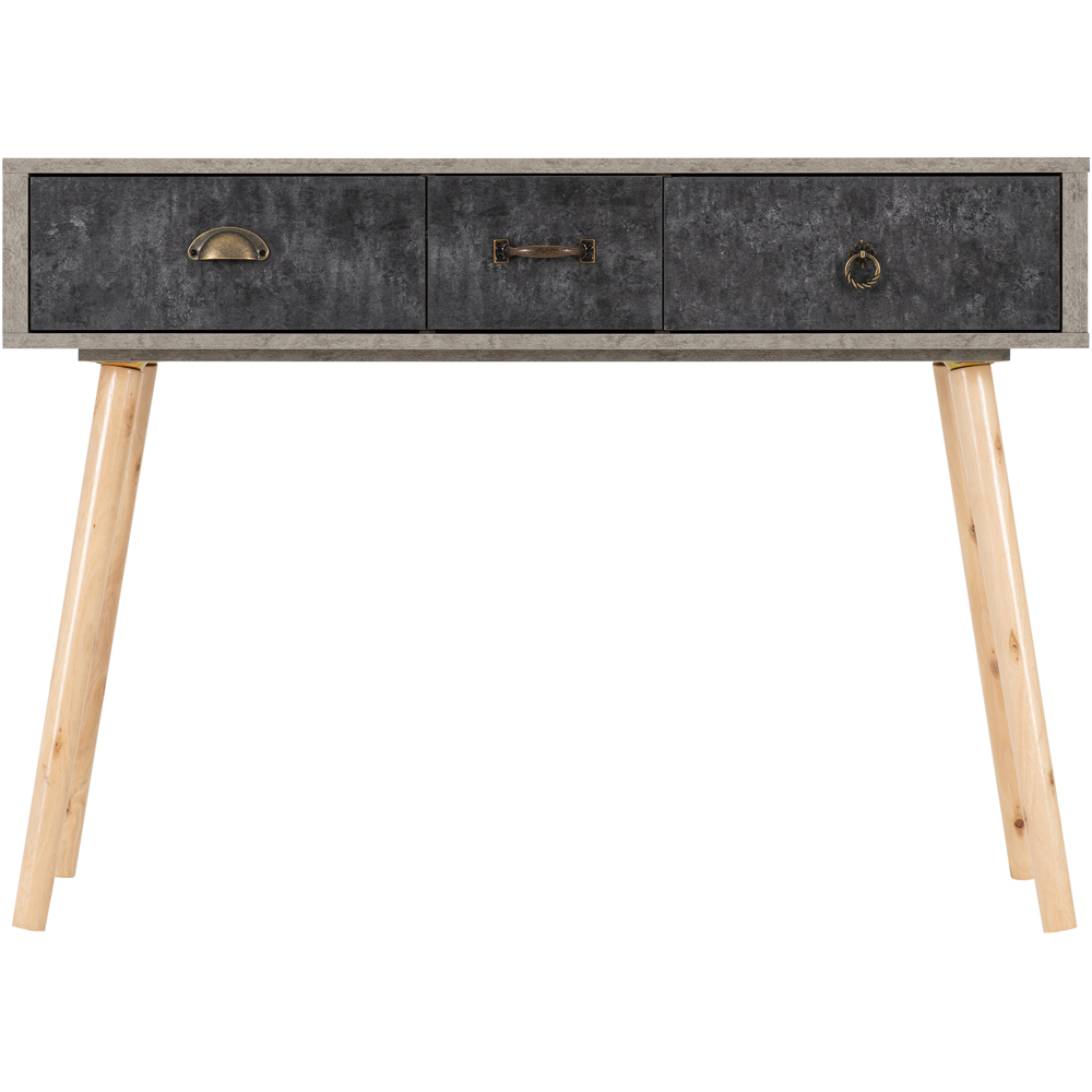 Seconique Nordic 3 Drawer Grey and Charcoal Concrete Console Table Image 4