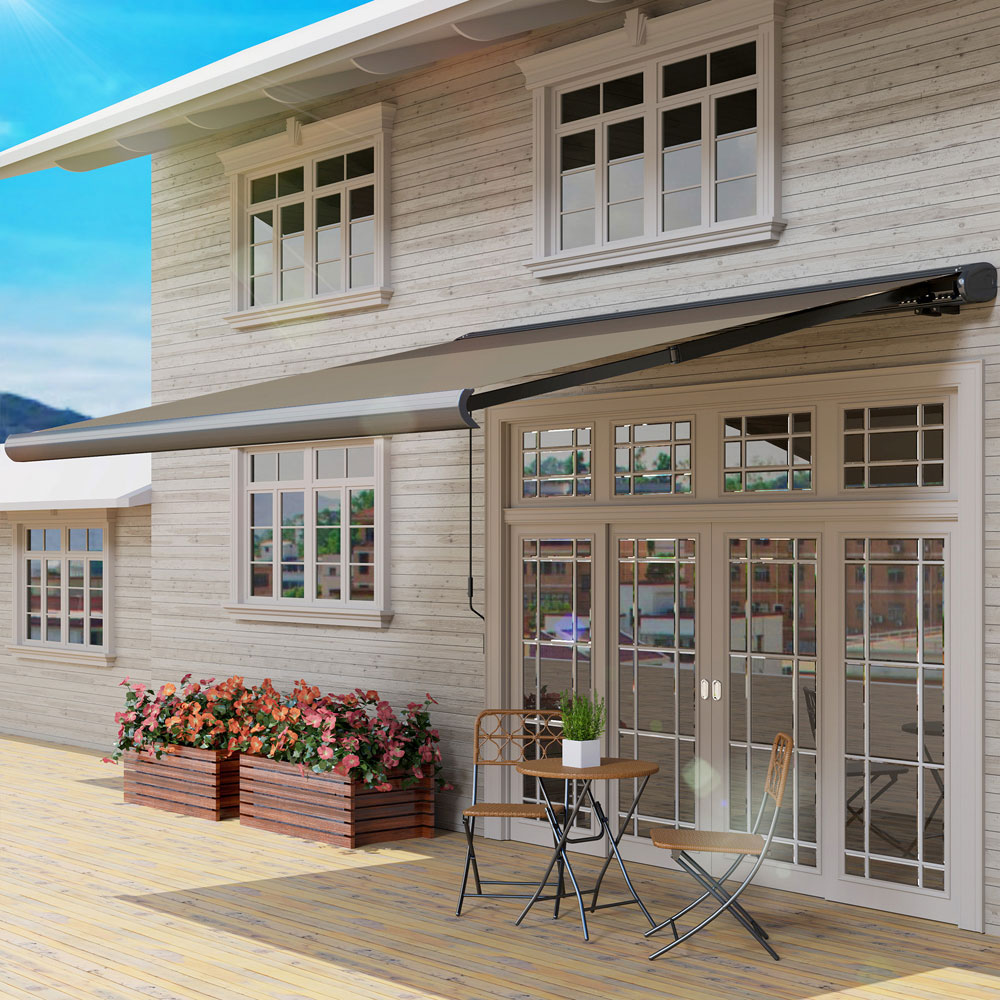 Outsunny Light Grey Retractable Electric Awning with Remote Control 3 x 3.4m Image 3