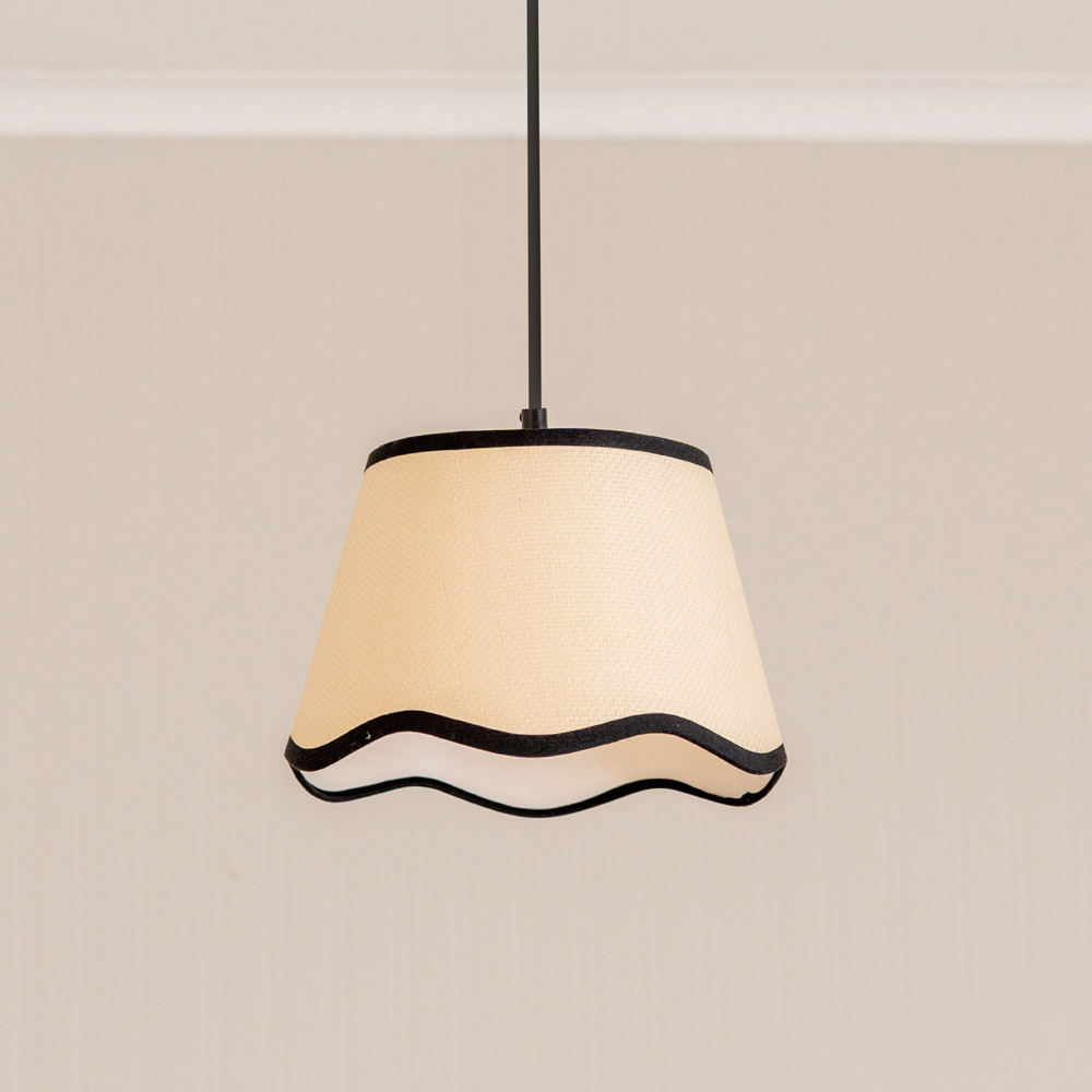 ValueLights Dutton Natural Scallop Edge Small Lamp Shade with Black Trim Image 3