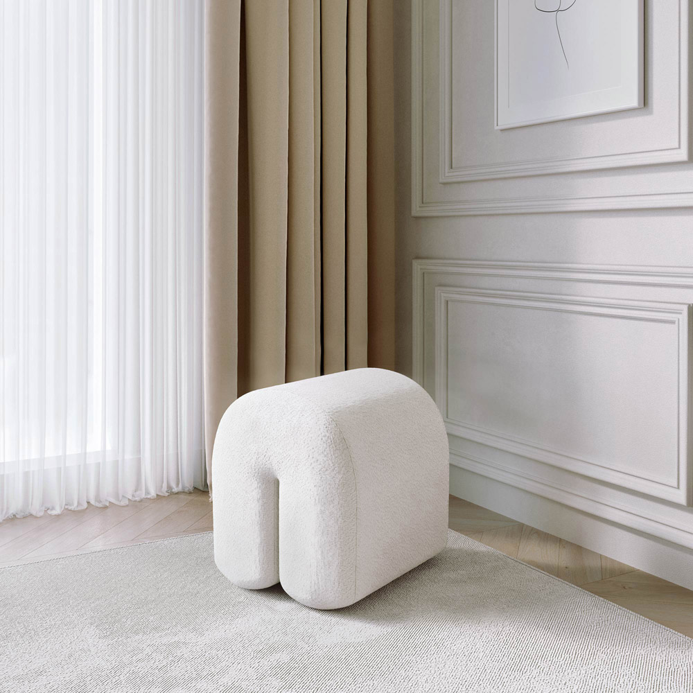 CARME Home Laurie Ivory Bouclé Stool Image 6