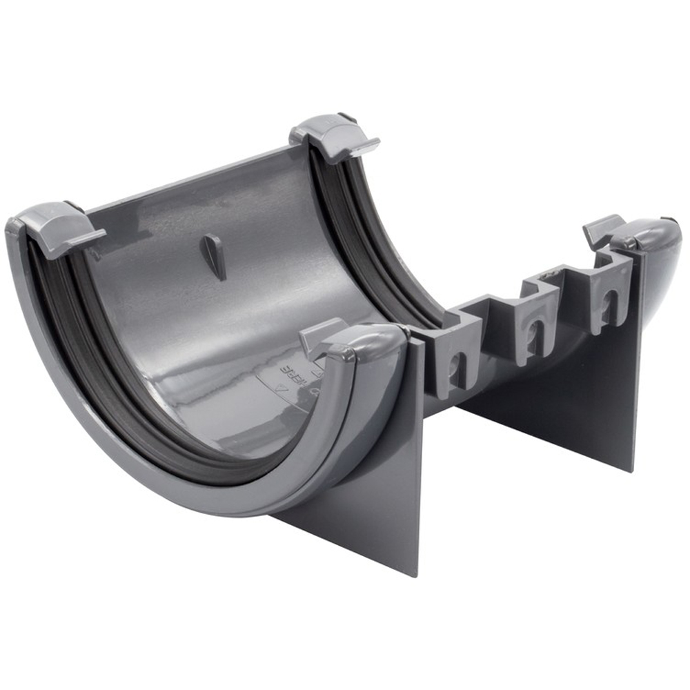FloPlast Half Round Gutter Union Bracket Anthracite Grey 112mm Image 4