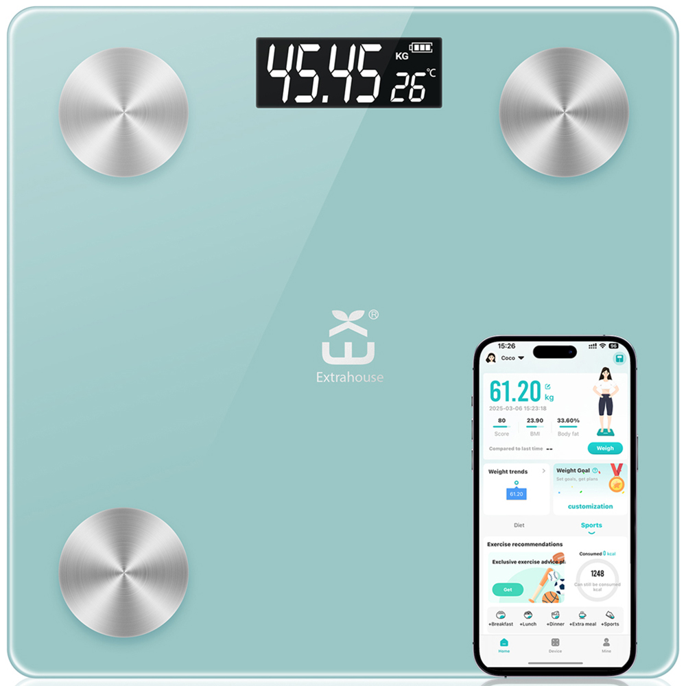 ExtraStar Turquoise Smart Digital Weighing Scale with 20 Body Measurements Image 2