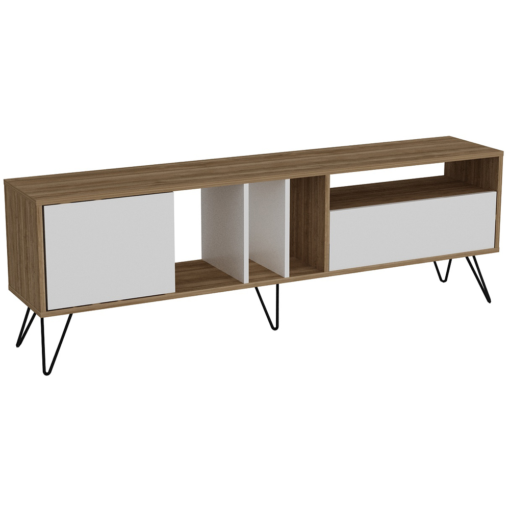 Decorotika Mistico Walnut and White Wide TV Unit Image 2