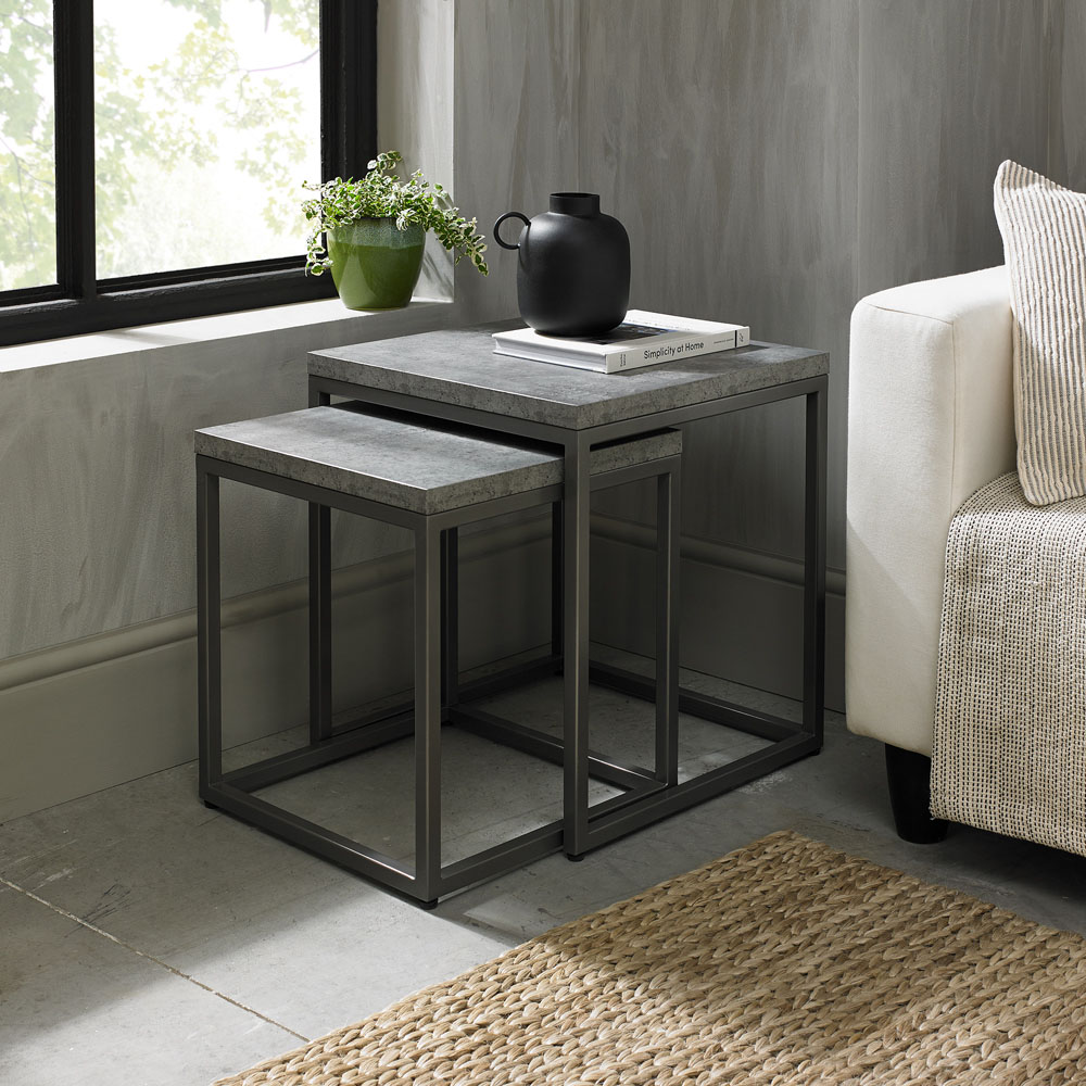 Bentley Designs Renzo Zinc and Dark Grey Nesting Table Set of 2 Image 6