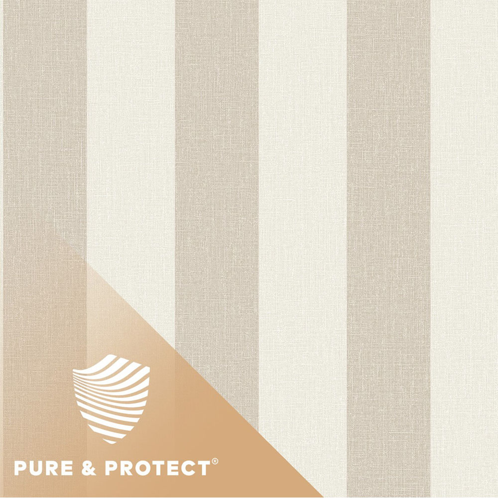 Grandeco Boutique Pure and Protect Stratus Stripe Linen Textured Antibacterial Ecru Wallpaper Image 3