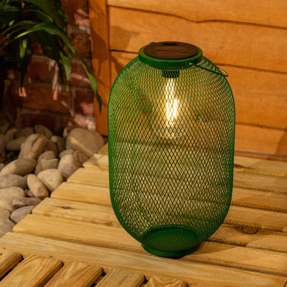 ValueLights Dark Green Metal Mesh Basket Solar Powered Outdoor Garden Lantern Light Image 2