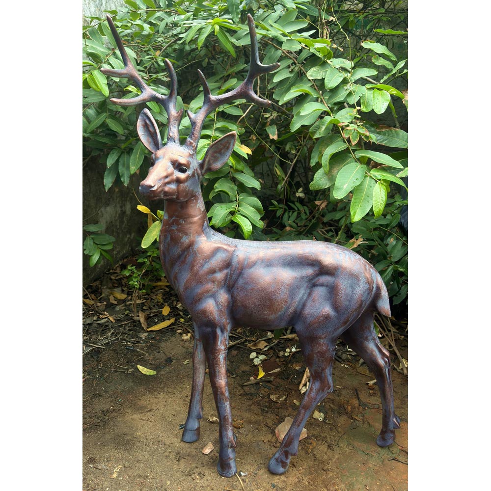 Inspirational Gifting Standing Stag Buck Cast Aluminium Garden Ornament Extra Large Image 4