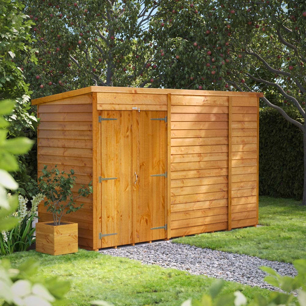 Power 10 x 4ft Double Door Overlap Pent Garden Shed Image 2
