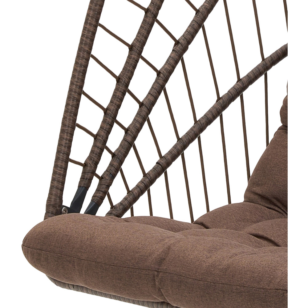 Living and Home Single Wicker Hanging Egg Chair with Cushion and Headrest Image 6