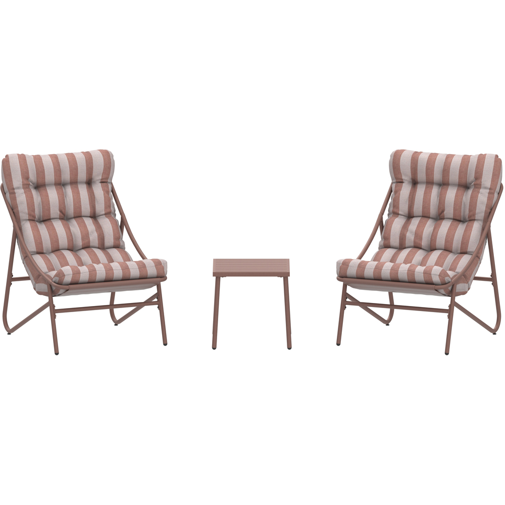 Charles Bentley Porto 2 Seater Terracotta Stripe Olefin Fabric Garden Bistro Set Image 2