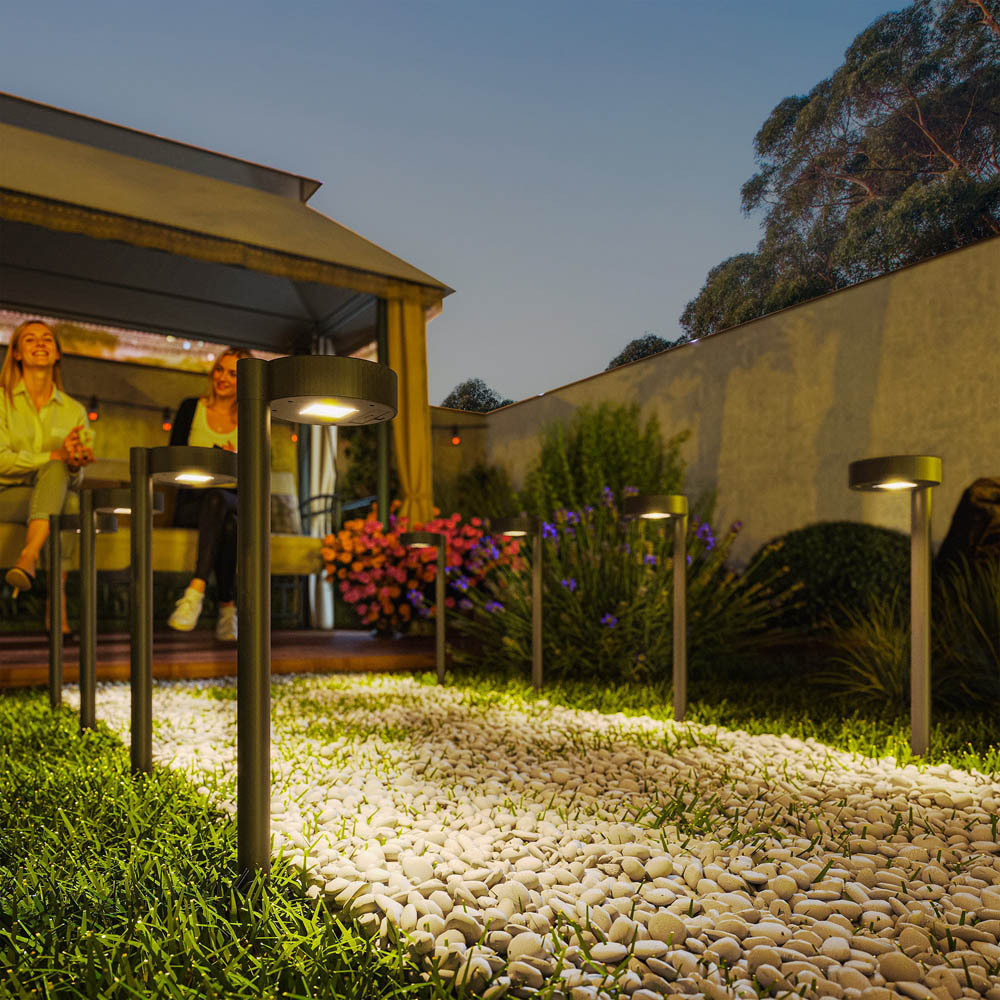 Outsunny Set of 8 Black Outdoor Solar Stake Light Image 2