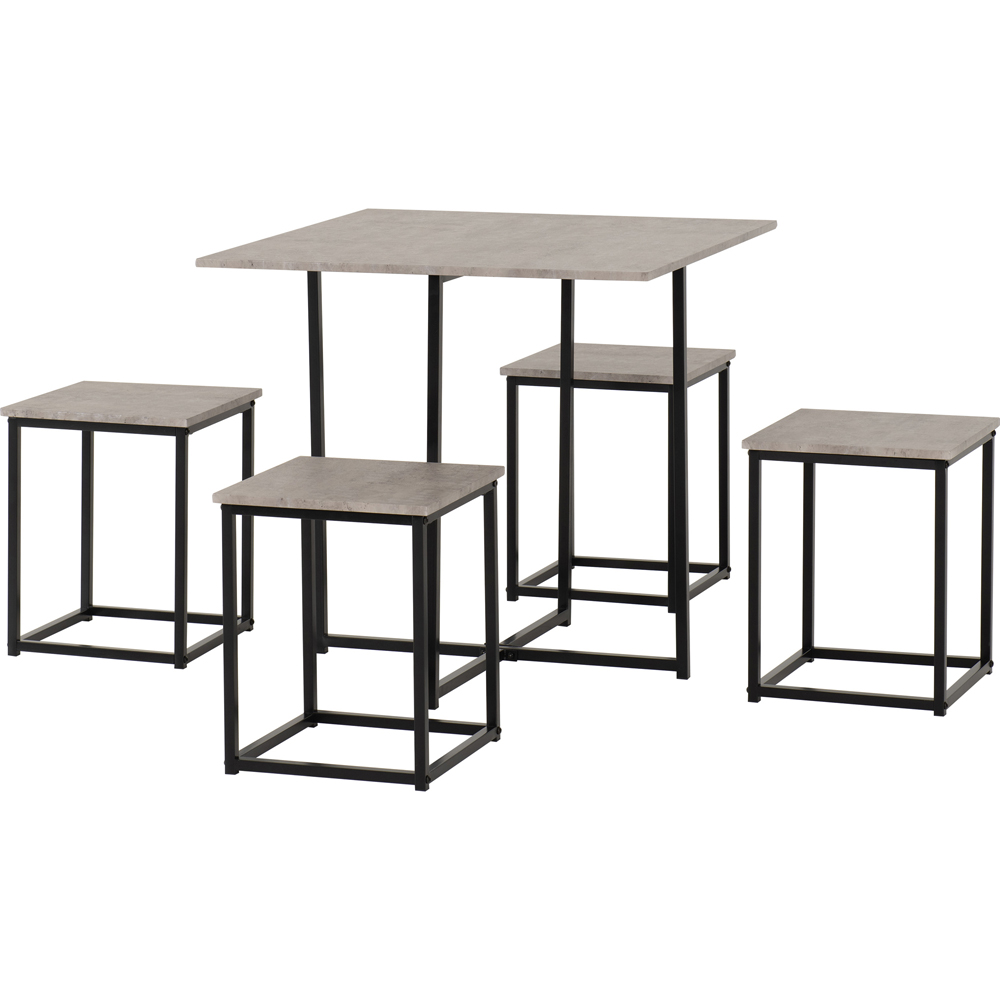 Seconique Kent Stowaway 4 Seater Dining Set Stone and Black Image 2