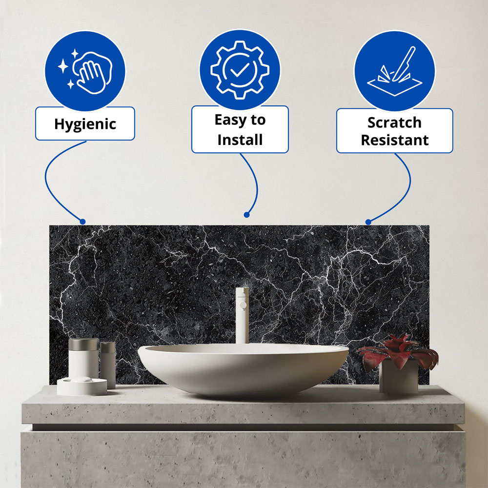 Warren Reed Designer Slate Grey Quartz Effect Bathroom Splashback 25 x 60cm Image 3