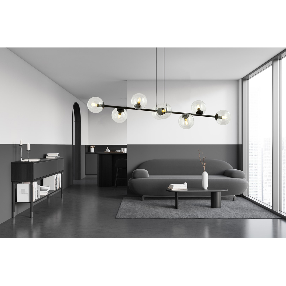 Emibig Rossi 8 Light Transparent Shade Black E14 Ceiling Pendant Light Image 6