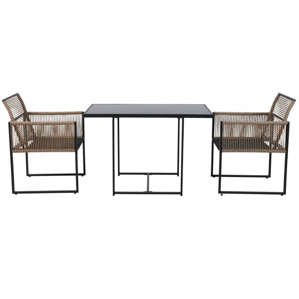 Noa and Nani Jari 2 Seater Black Rattan Garden Bistro Set Image 2