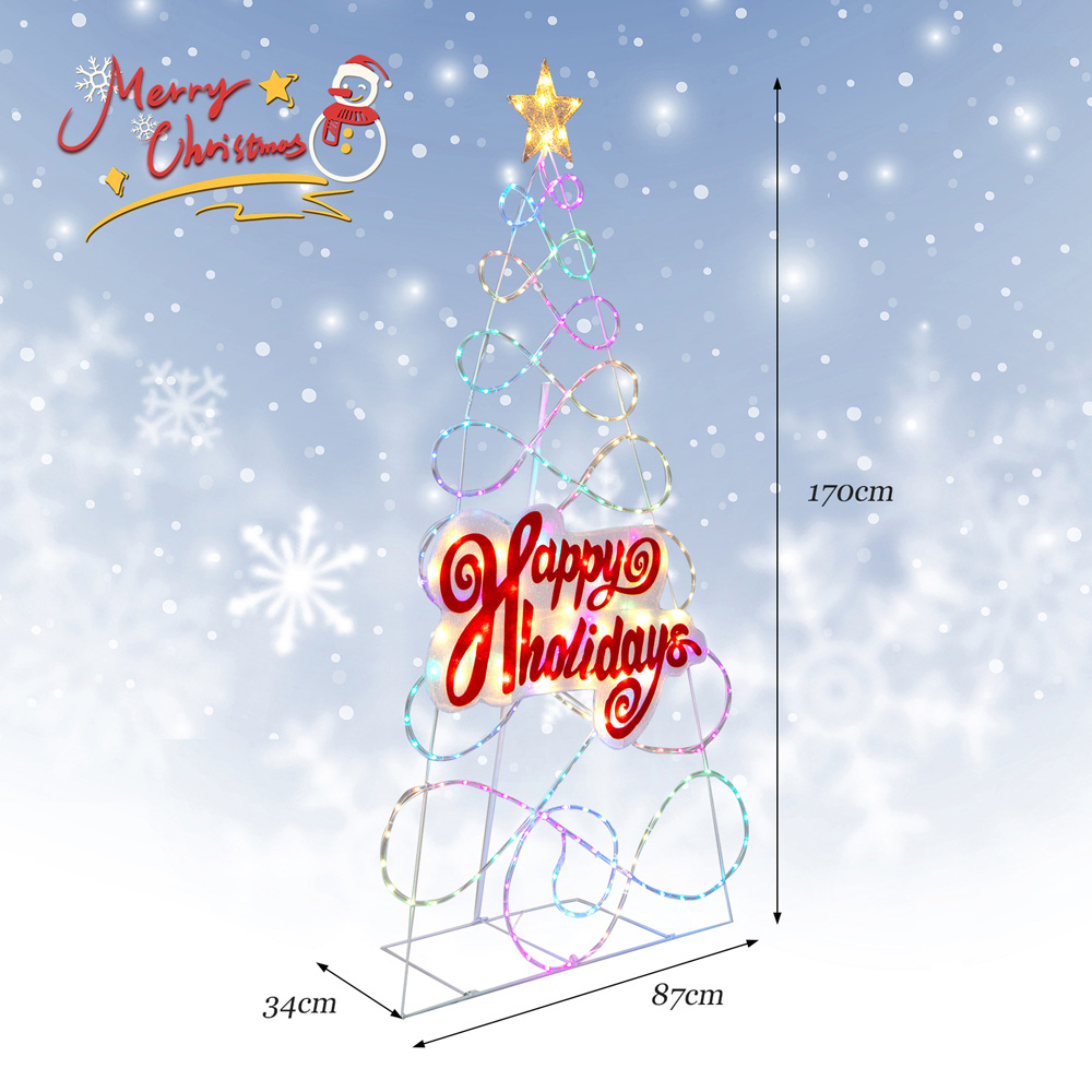 Costway 216 Warm LED Colour Changing Pre-Lit Artificial Christmas Tree 5ft Image 9