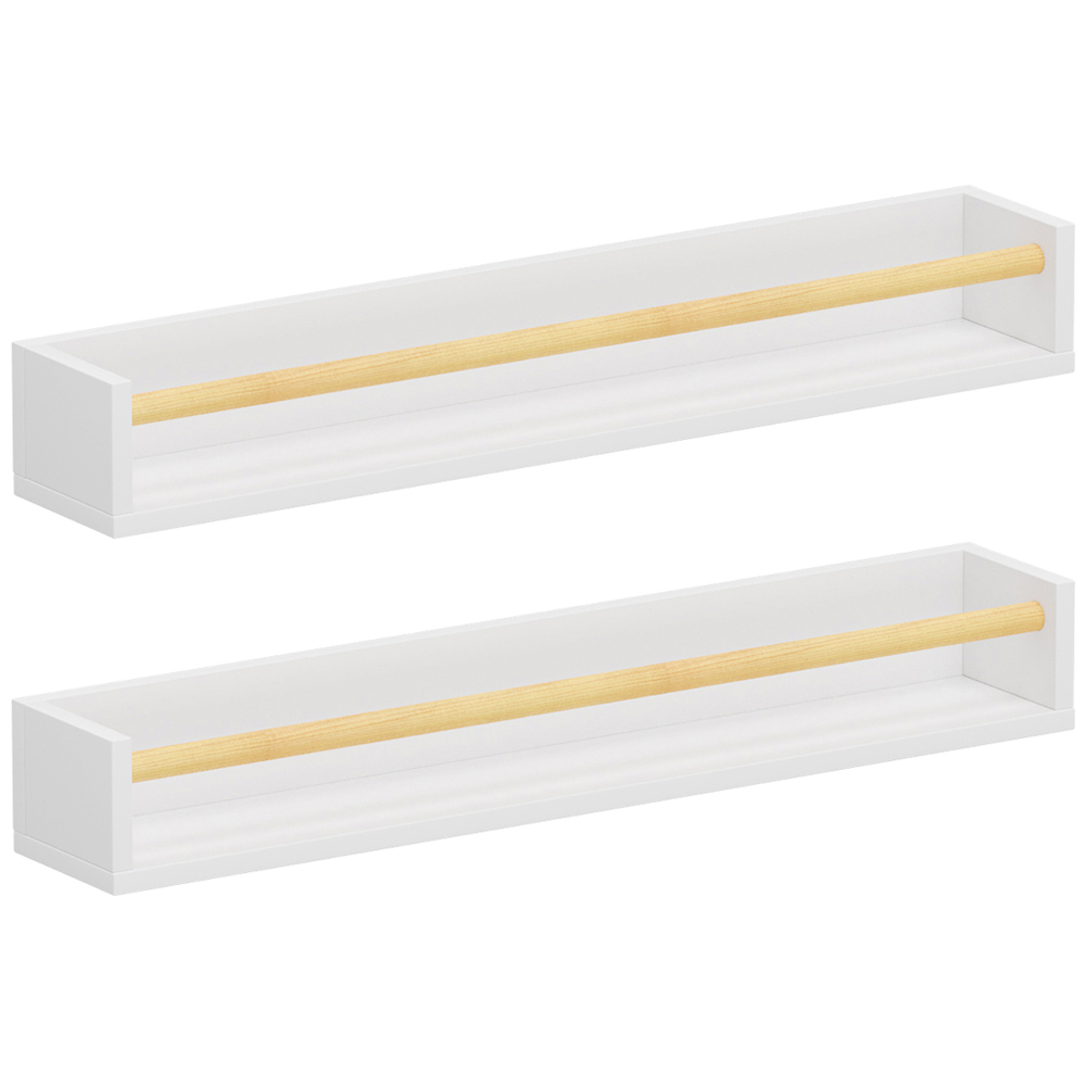 Homebase White Shelf with Pine Rail 2 Pack Image 1