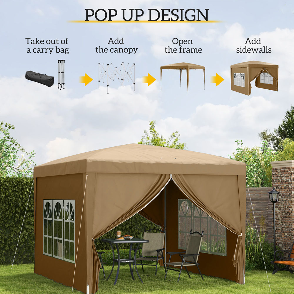 Outsunny 3 x 3m Pop Up Gazebo Party Tent with Storage Bag Image 5