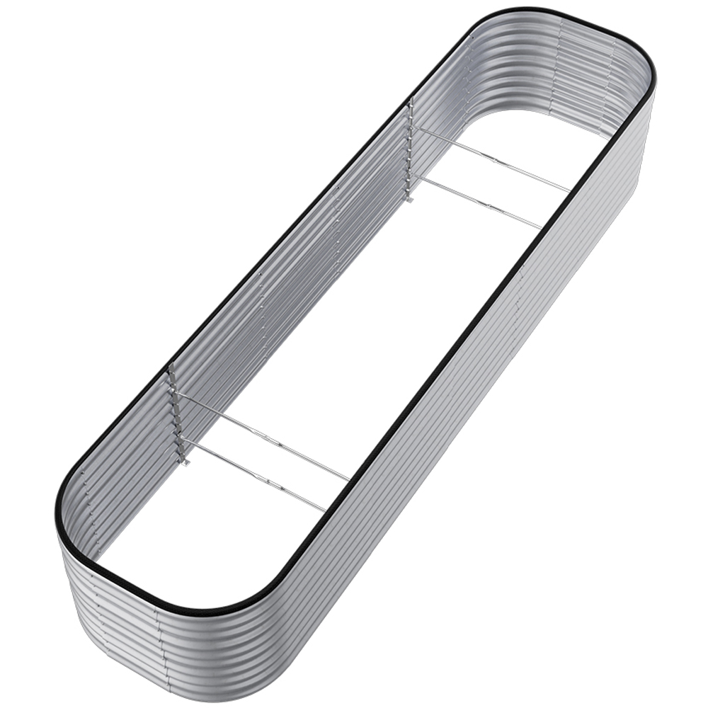 Living and Home Silver Oval Galvanised Steel Raised Garden Bed 320 x 56cm Image 5