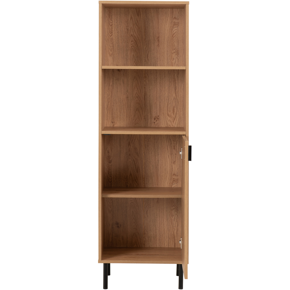 Seconique Leon Single Door 2 Shelf Medium Oak Effect Cabinet Image 4