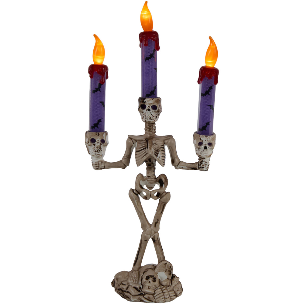 LED Skeleton Candle with Holder Image 3
