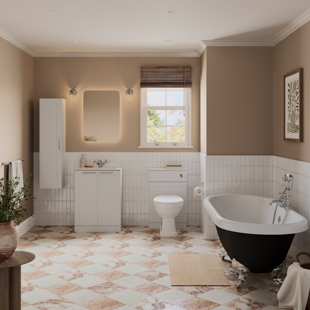 Bathstore Byron 2 Door White Shaker Floor Standing Basin Unit 615mm Image 5
