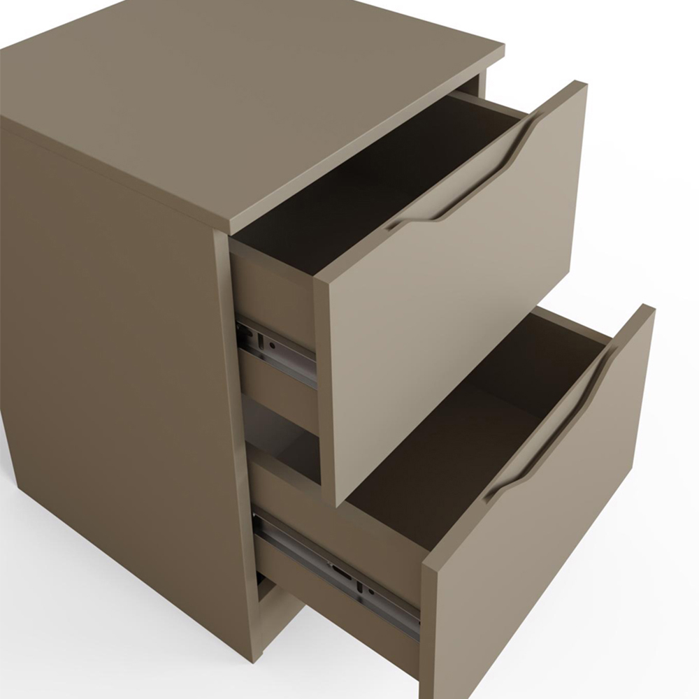 FWStyle Luno 2 Drawer Putty Modern Bedside Table Image 4