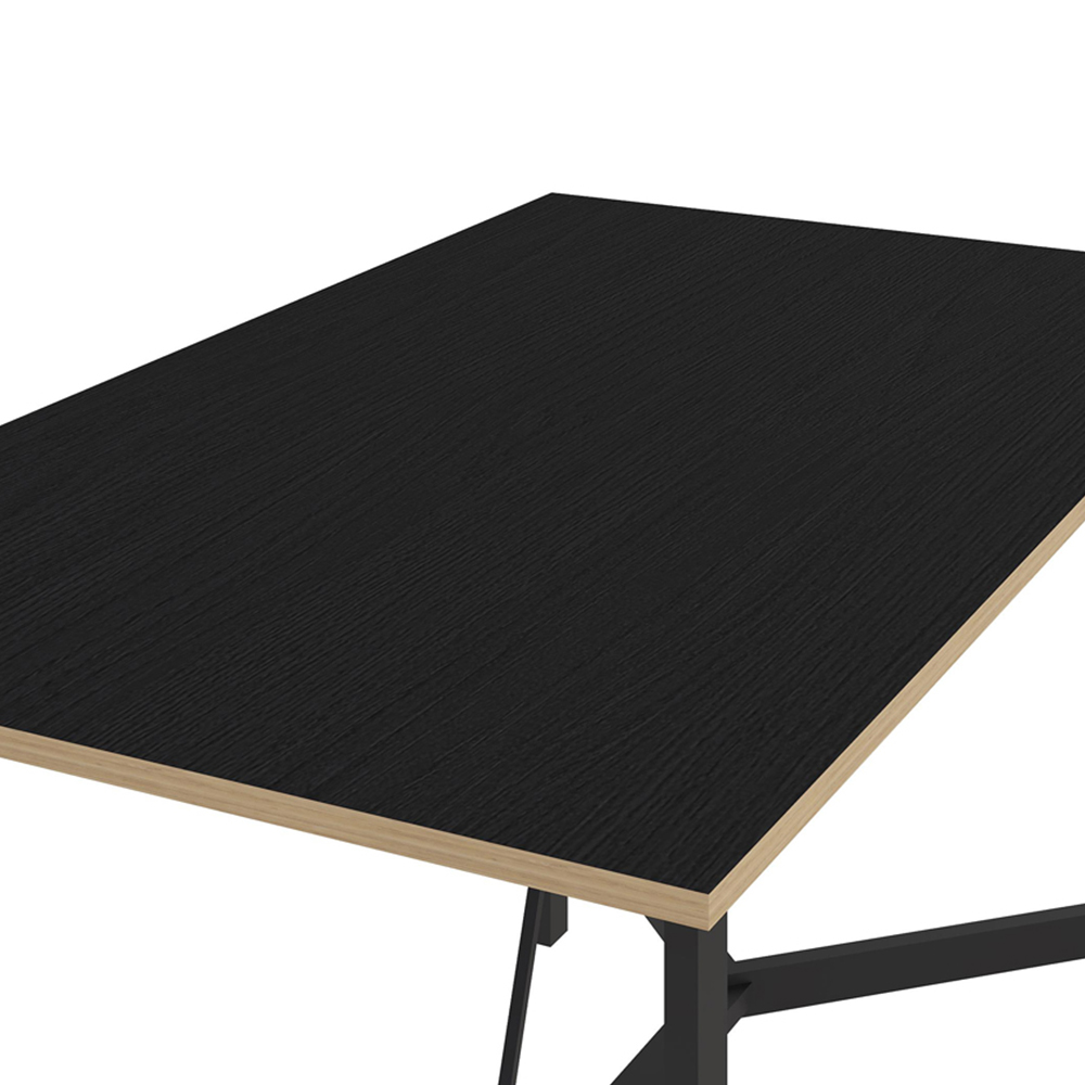 Decortie Dalma Black Wooden Dining Table with Black Metal Legs Image 3