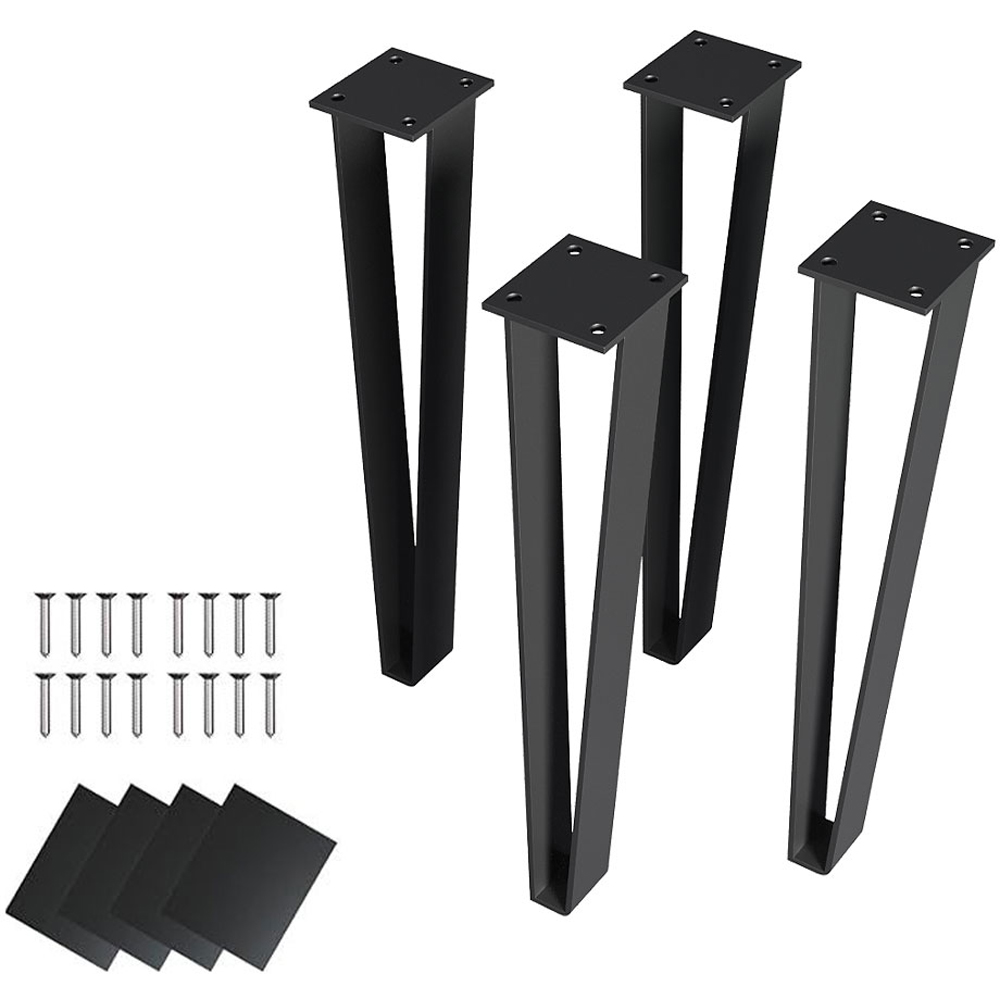 Living and Home 4 Pack Black Metal Trapezoid Furniture Legs 40cm Image 3