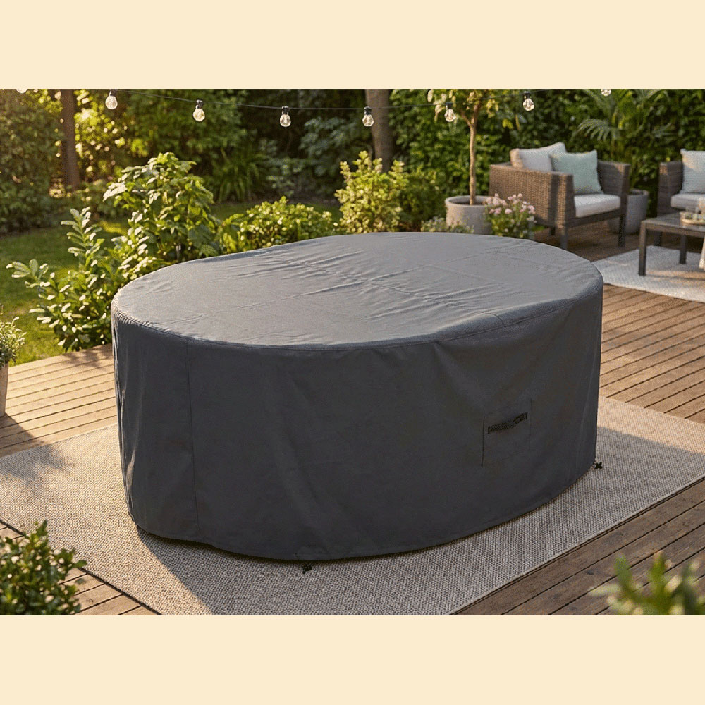 Sahara Premium Black Oval Garden Furniture Cover 100 x 295 x 205cm Image 2