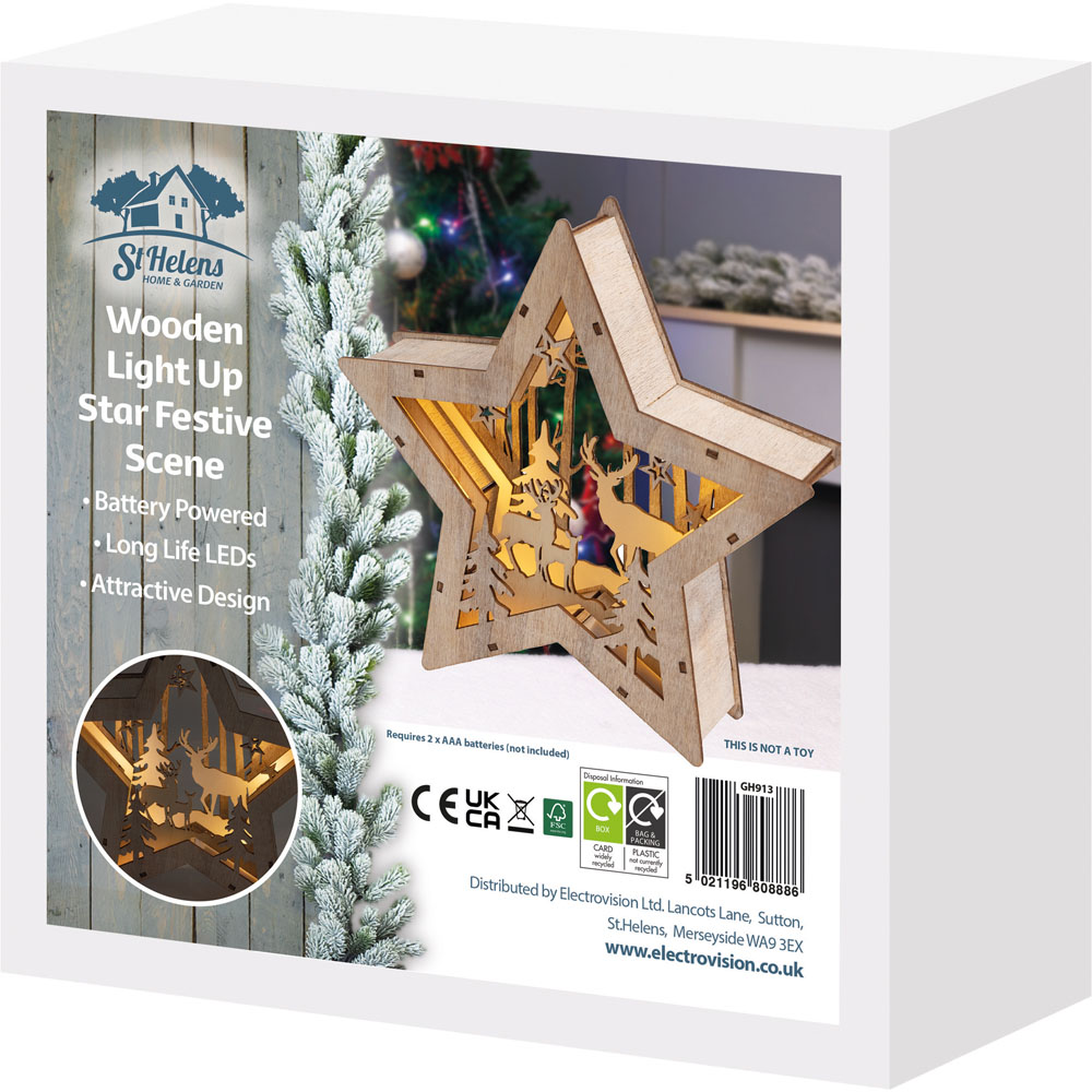 St Helens Wooden Light Up Star Festive Scene Image 4