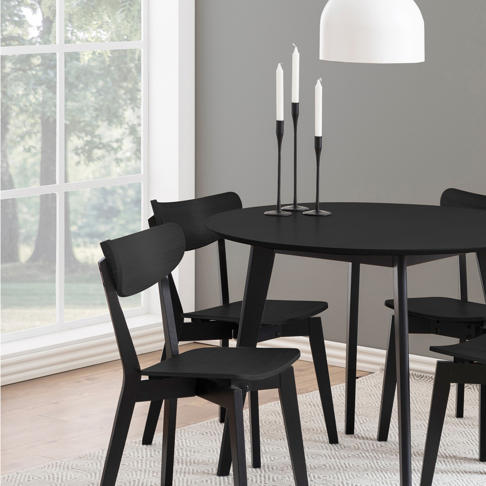 Florence Roxby 4 Seater Round Dining Table Set Black Image 8