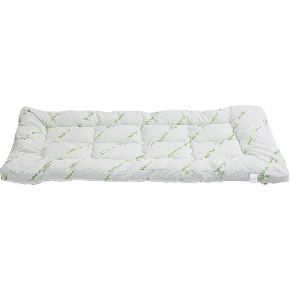 Living and Home King Size White and Green Bamboo Leaf Quilted Mattress Topper Image 4