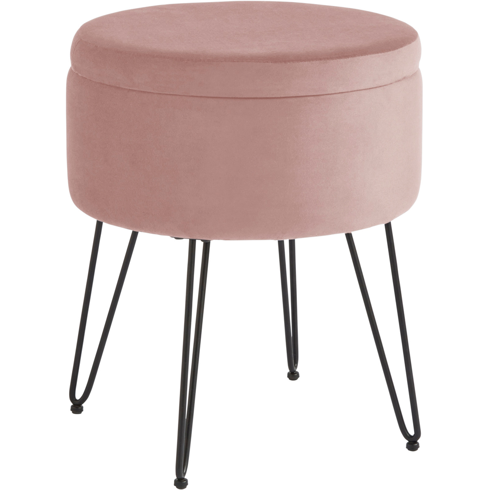 GFW Avery Blush Pink Velvet Storage Stool Image 2
