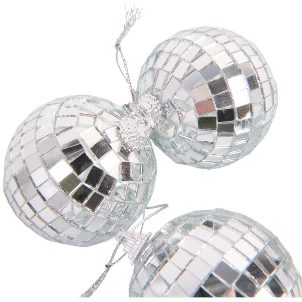 Set of 6 Mirror Ball Hanging Decorations - Silver Image 4